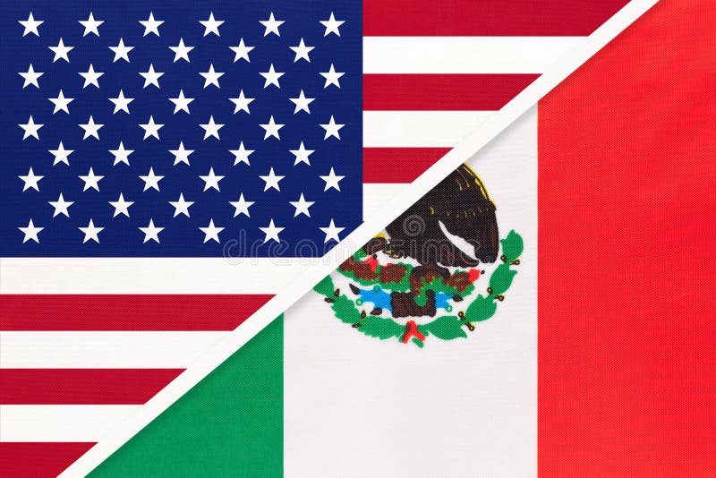 USA Vs Mexico National Flag. Relationship between Two Countries Stock