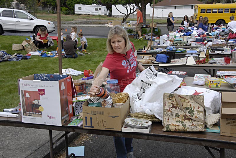 LEWISTON/IDAHO /USA- Yard sale of local protestant church to help church youth to travel seatle for camp and item are a dollar or less then dollar and in cents 24 May 2014 (Photo by Francis Dean/Deanpictures). LEWISTON/IDAHO /USA- Yard sale of local protestant church to help church youth to travel seatle for camp and item are a dollar or less then dollar and in cents 24 May 2014 (Photo by Francis Dean/Deanpictures)