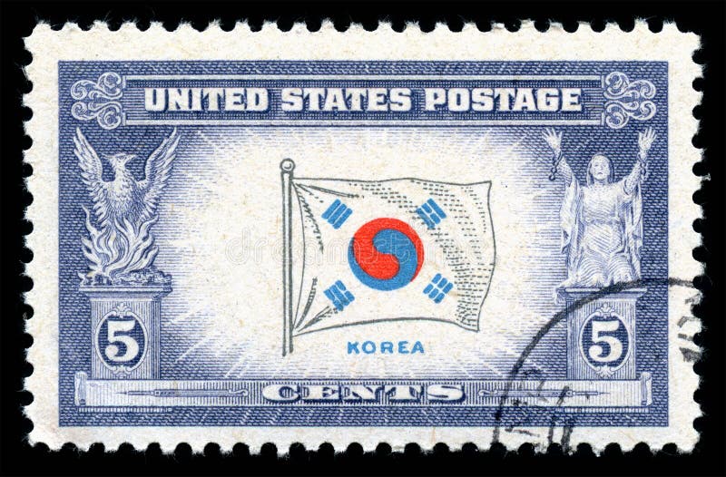 USA znaczka pocztowego flaga Korea obrazy royalty free USA znaczka pocztowego flaga Korea obrazy royalty free