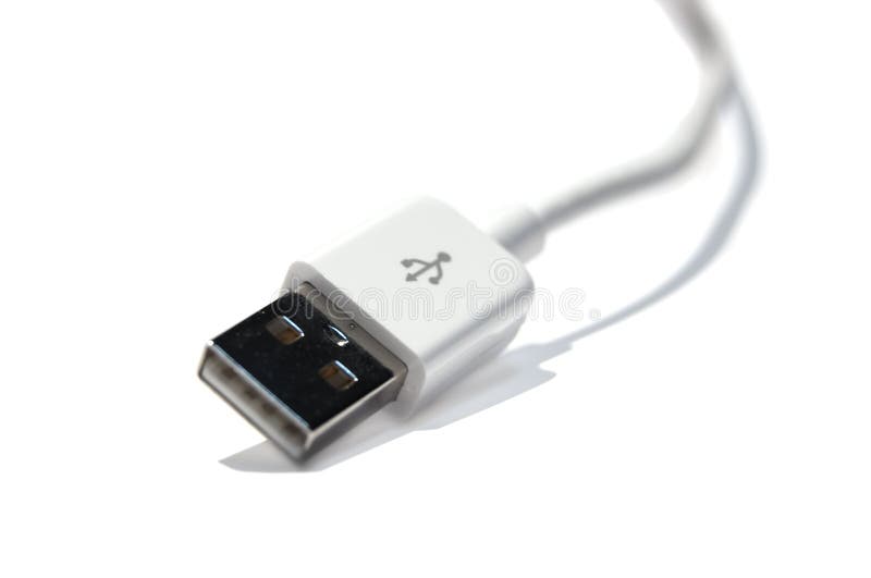 White USB Cable on white background. Usb data transfer stock images, royalty-free photos and pictures