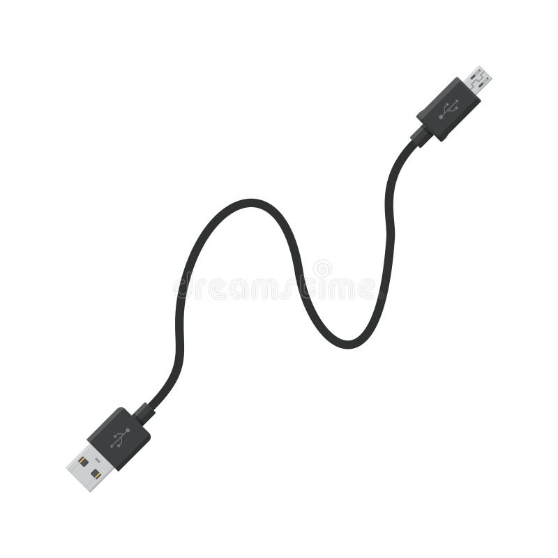 USB cable connector cord isolated on white background