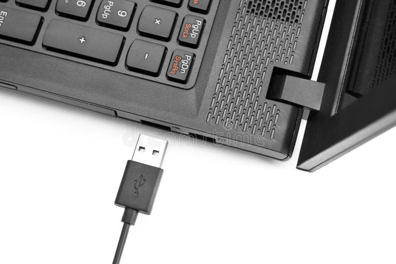 USB cable and laptop stock photo. Image of white, path 63109062