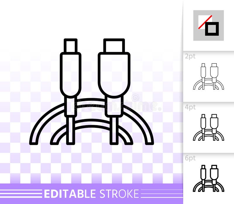Usb Cable simple black line vector icon royalty free illustration Usb Cable simple black line vector icon royalty free illustration