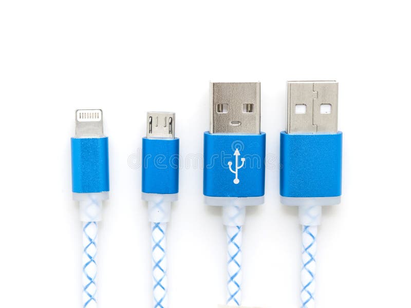 USB Charging Cables for Smartphone and Tablet Stock Photo Image of blue, cable 88551796