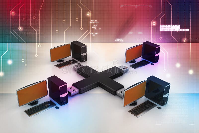 Usb with computer net work royalty free stock photos