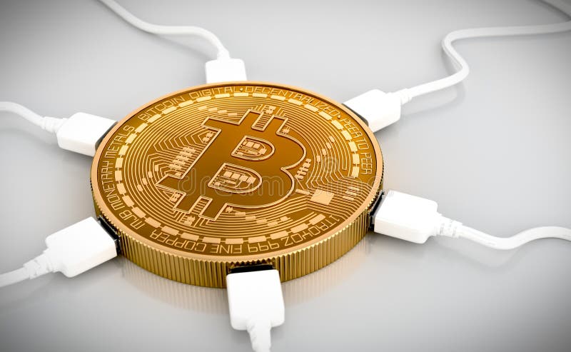 USB-Draden met Bitcoin worden verbonden die royalty-vrije illustratie USB-Draden met Bitcoin worden verbonden die royalty-vrije illustratie