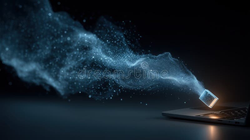 USB drive minimalistic art data breach technology glowing digital abstract concept royalty free illustration