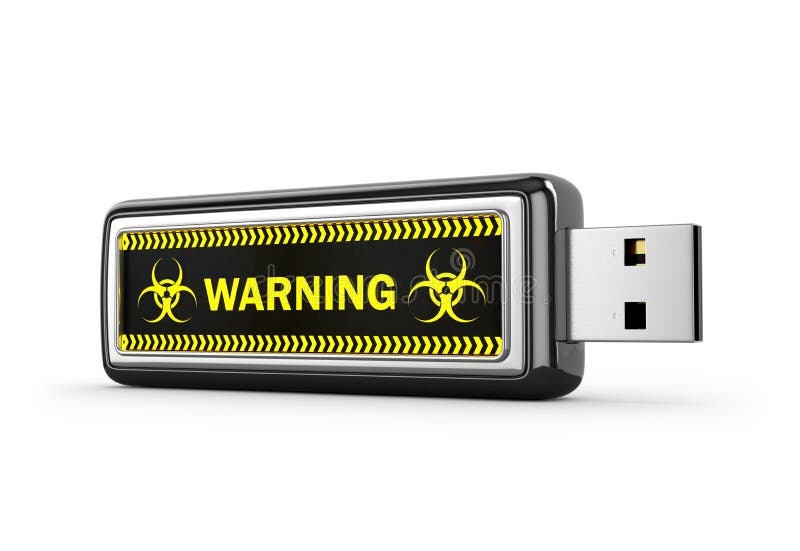 USB drive with viral software on white background.