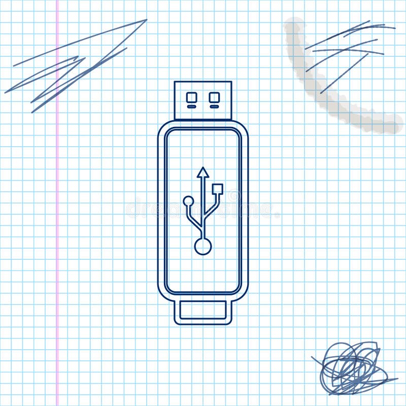 usb flash drive line sketch icon isolated white background vector illustration 184869459