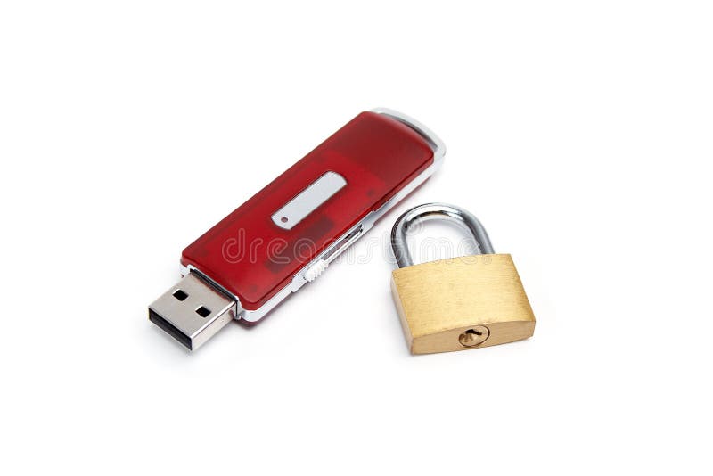 USB Flash Drive with a Lock Stock Image Image of control, electrical