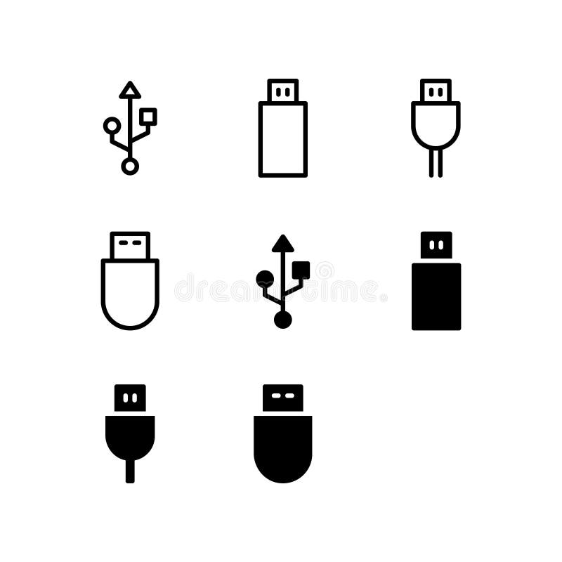 Usb Icon Logo Vector Symbol Usb Drive Icon Isolated On White Background Stock Illustration Illustration Of File Computer