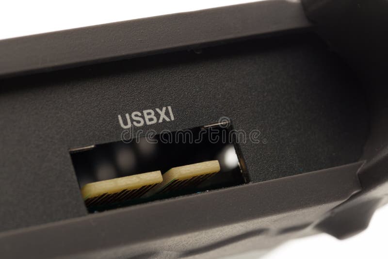 USB X1 input connector of digital signal oscilloscope royalty free stock photography