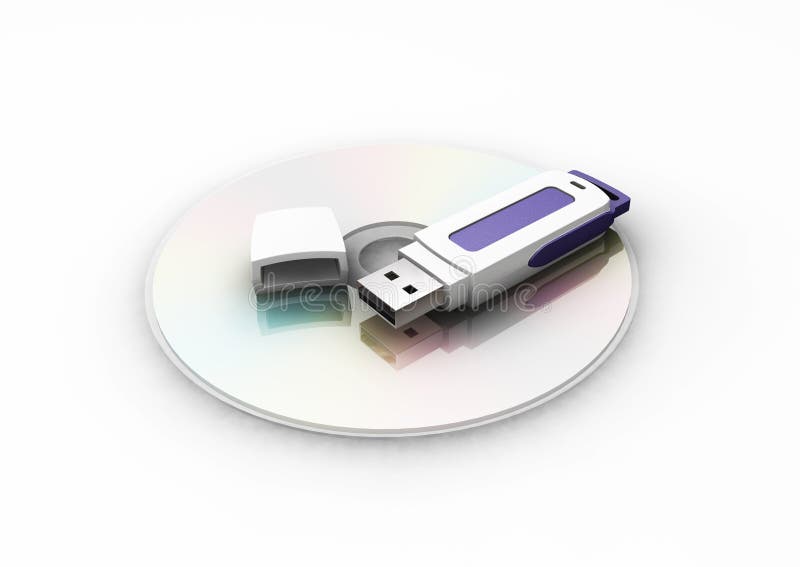 Geweldig Reparatie mogelijk Componist USB pen drive on CD stock illustration. Illustration of compact - 928454