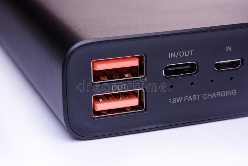 USB-port för typ och mikrousb på kraftbank