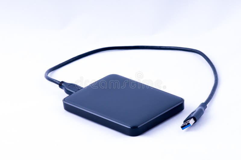 USB 3.0 portable hard drive on white background studio shot. USB 3.0 portable hard drive on white background studio shot