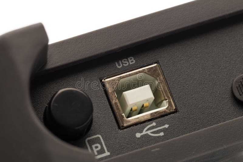 USB type B input of digital signal oscilloscope royalty free stock image