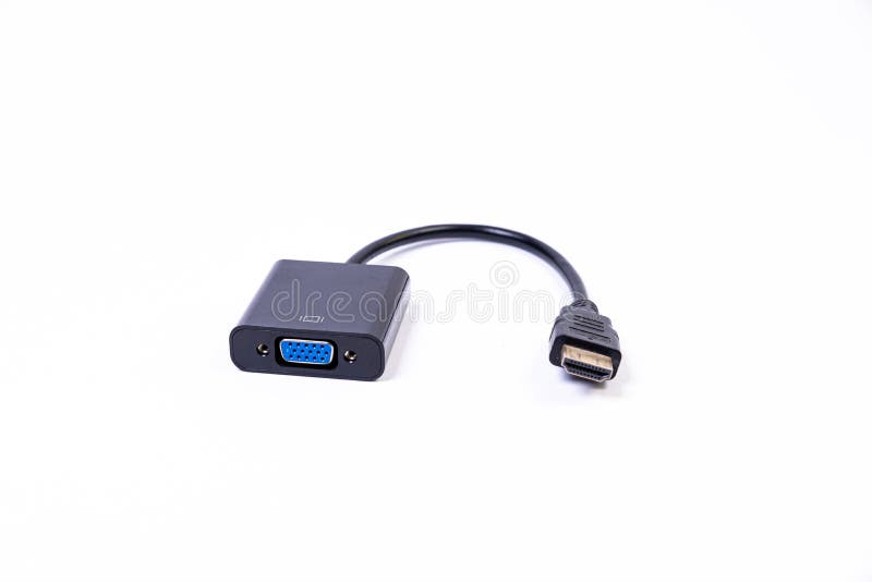 various converter cables adapters for computers and smartphones HDMI VGA USB DVI DP isolated on white