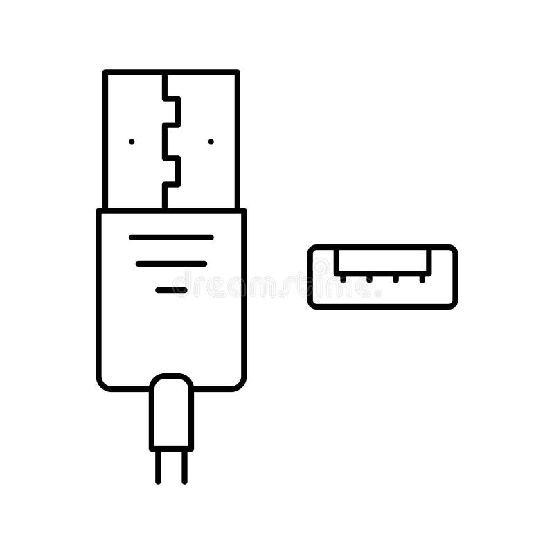 Usb Type a Line Icon Vector Illustration Stock Vector Illustration of