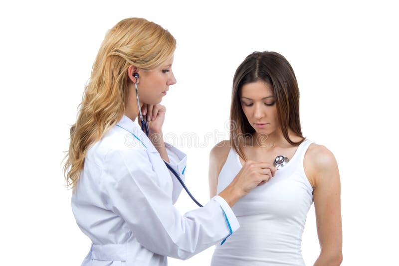 Uscultating young patient by stethoscope royalty free stock photography Uscultating young patient by stethoscope royalty free stock photography