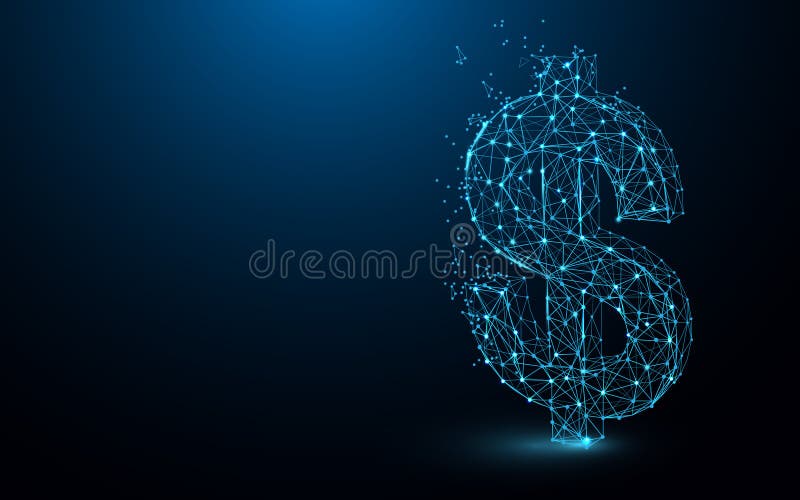 USD Money icon form lines, triangles and particle style design