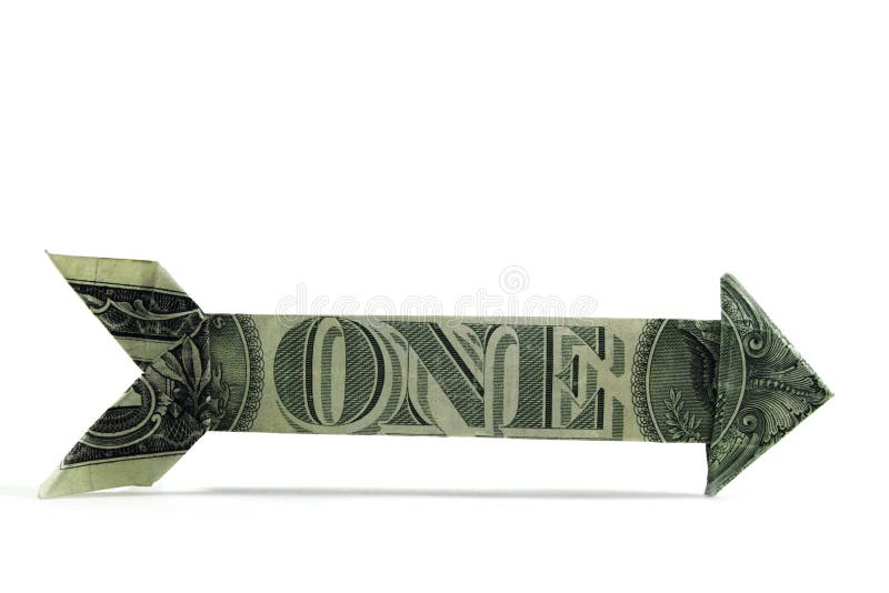 Usd one way money arrow isolated on white