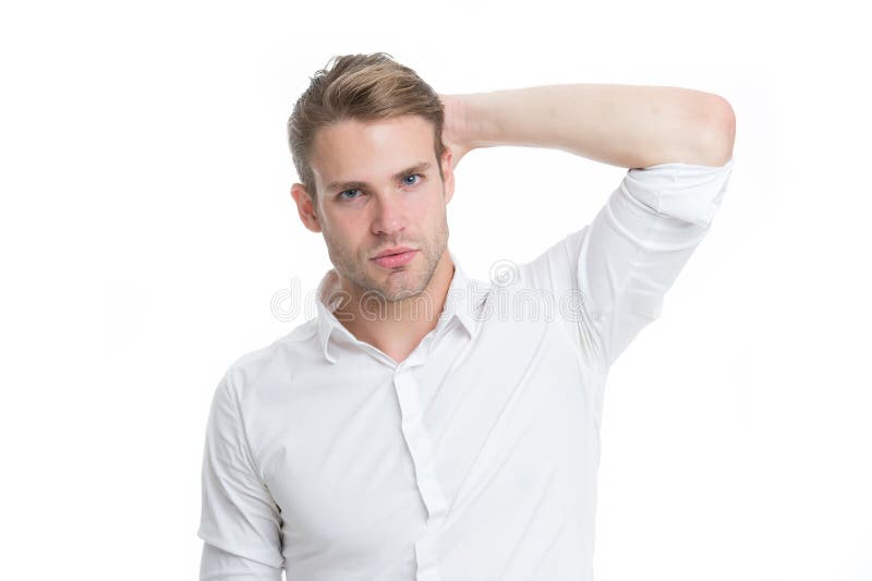 Use o produto direito que denomina o cabelo Seguro com penteado arrumado Pontas do penteado do barbeiro O indivíduo farpado do ho fotografia de stock royalty free Use o produto direito que denomina o cabelo Seguro com penteado arrumado Pontas do penteado do barbeiro O indivíduo farpado do ho fotografia de stock royalty free