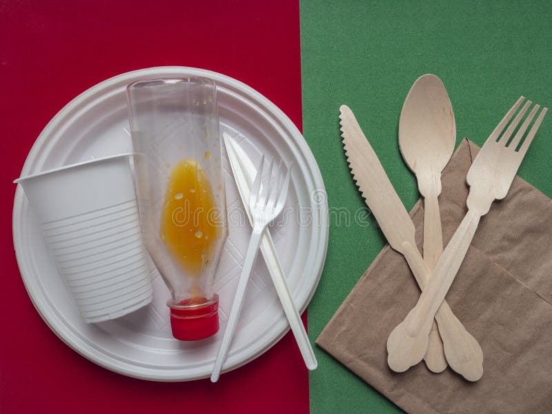 The use of plastic utensils is unecological royalty free stock images