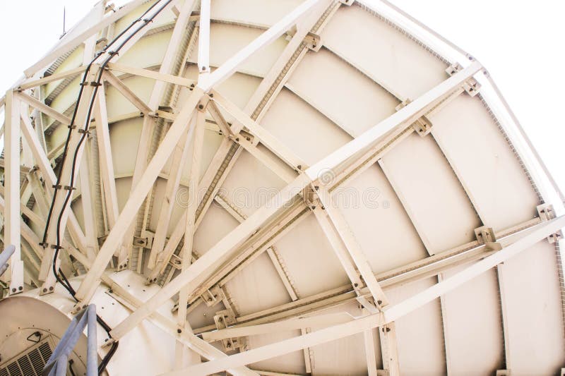 Through the Use of Satellite Dish. Stock Photo Image of rear, white
