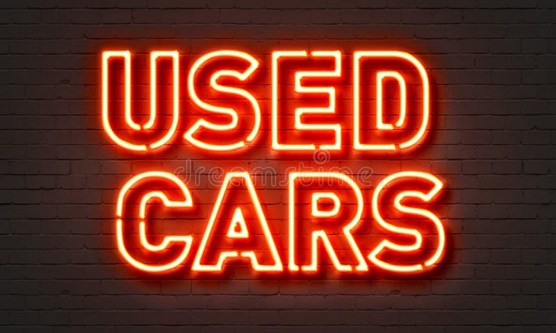 Used cars neon sign on brick wall background. Cars stock imagesroyalty-free photos and pictures