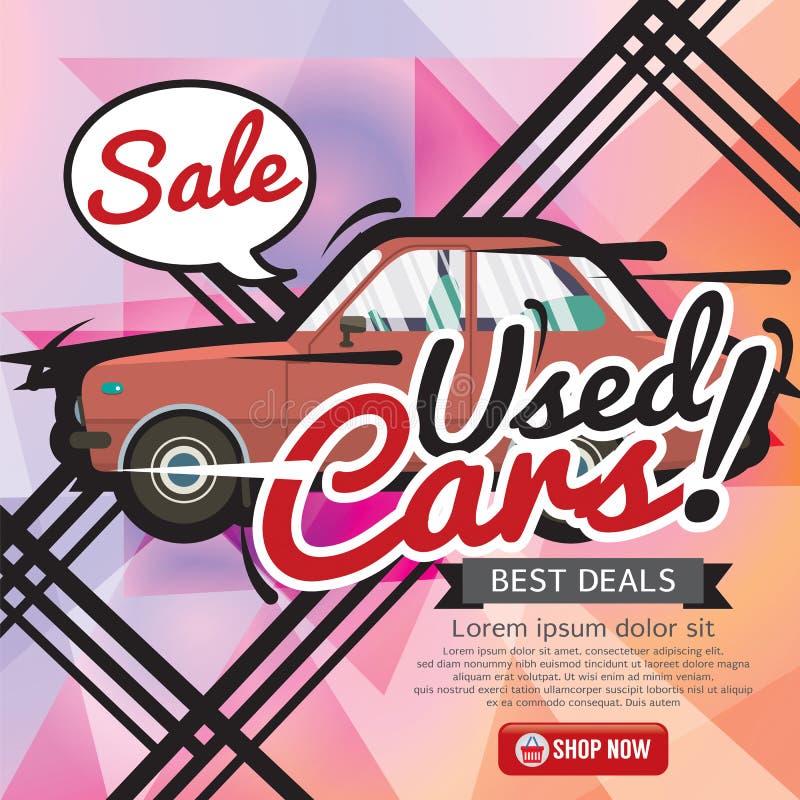 Used Cars Sale 6250x2500 Pixel Banner. Stock Vector Illustration of