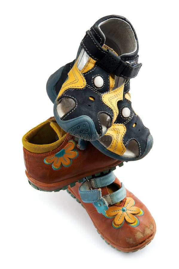 Used children shoes stock photo. Image of white, wear 19431066