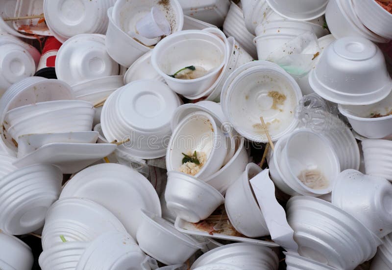 Environment Unfriendly Styrofoam Plates and Cups in Plastic Garb Stock  Image - Image of restaurant, litter: 117343607