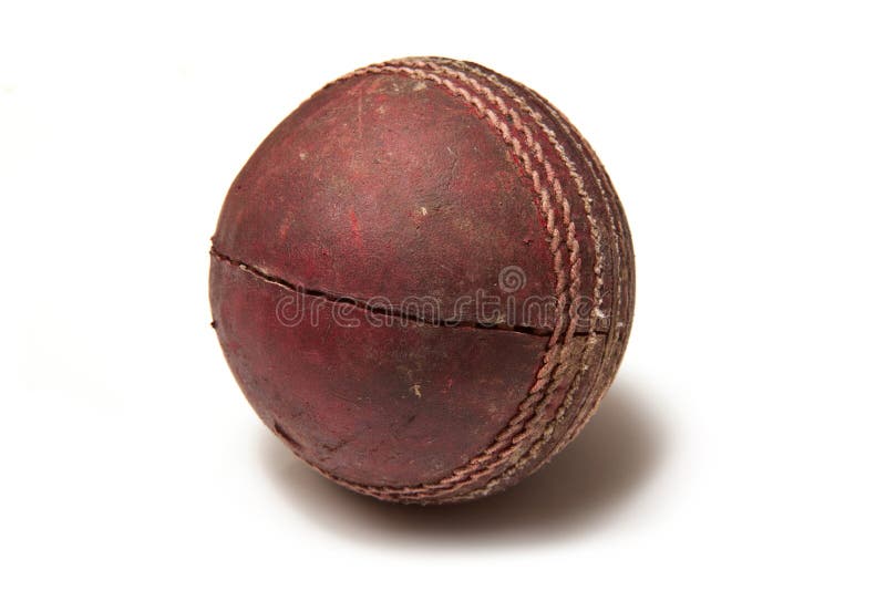 Used leather cricket ball stock photo. Image of faded 18896548