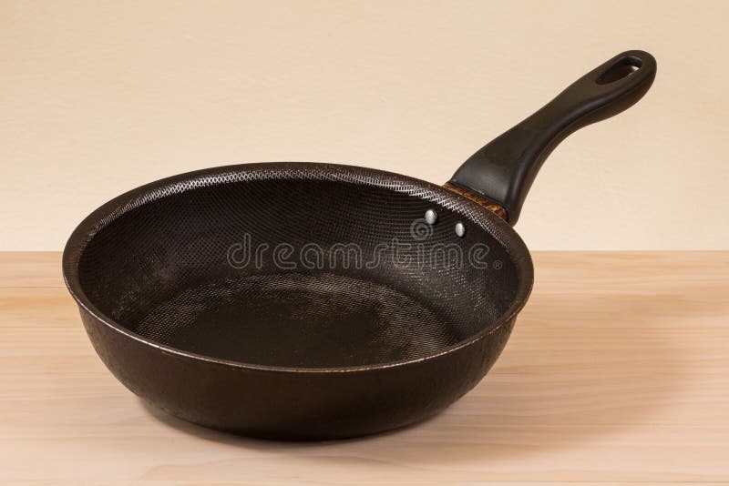 Used non stick frying pan stock image