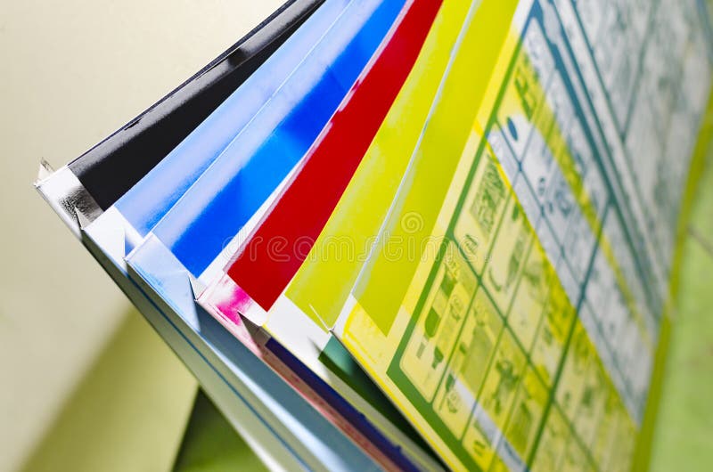 Used Offset litographic plates of offset machine stock images