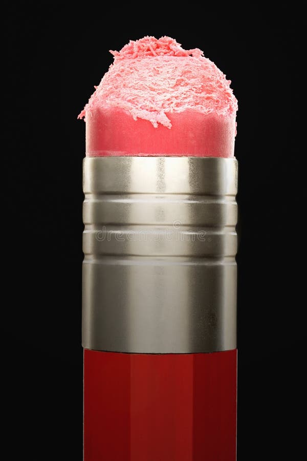 Used pencil eraser black background royalty free stock images