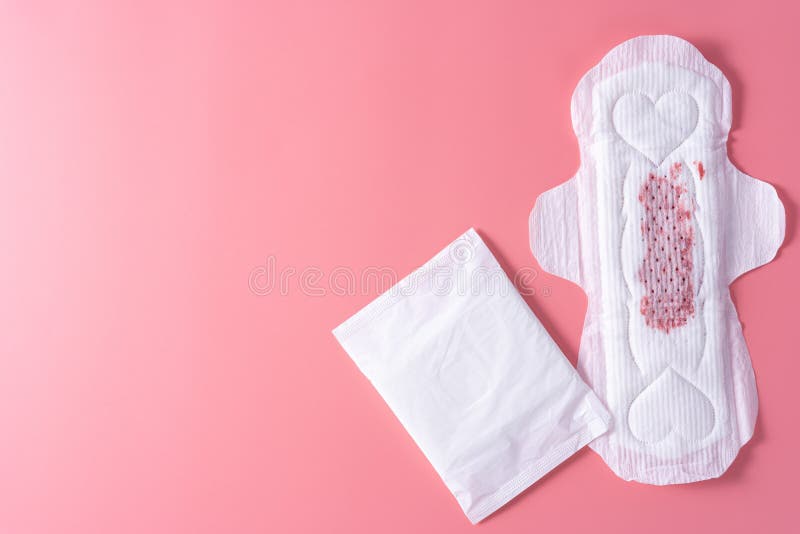 Used Sanitary Pad, Sanitary Napkin on Pink Background. Menstruation, Feminine Hygiene, Top View Stock Photo - Image of girl, menstrual: 210127732