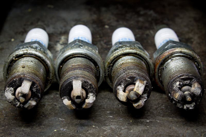 Used spark plugs stock image. Image of automobile, industrial 87741703