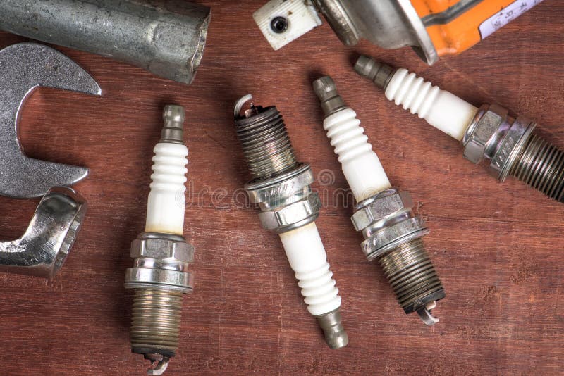 Used spark plugs stock image. Image of transportation 60227273