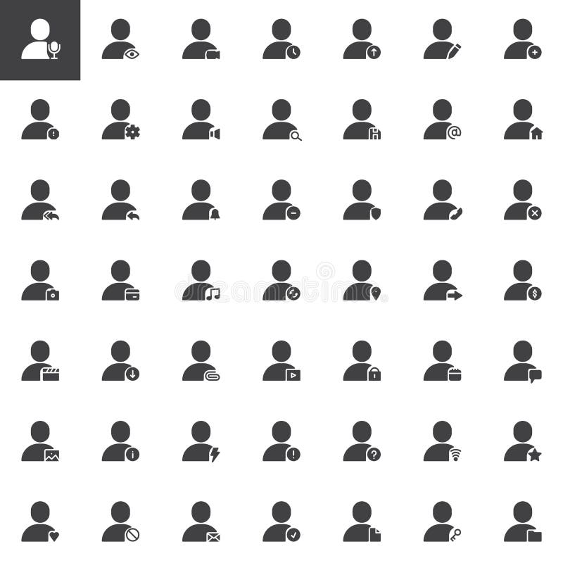 User account actions vector icons set royalty free illustration
