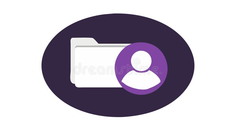 User Account in Folder Icon: Profile Organization Data Management, vector design Generative AI. A purple circular icon featuring a user profile within a folder, symbolizing organized user data, profile management, or personal files. Ideal for account settings, privacy controls, or digital asset management. Represents structured storage of user information, useful for comprehensive digital profiles. vector design Generative AI