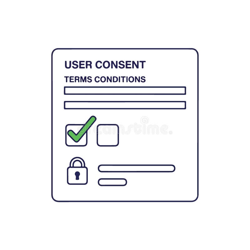 User Consent Form With Security Lock , futuristic concept. User consent illustrations