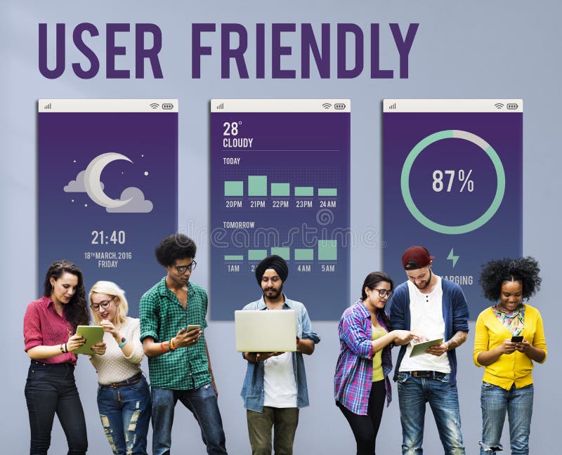 User Friendly Mobile Interface Apps Concept stock image