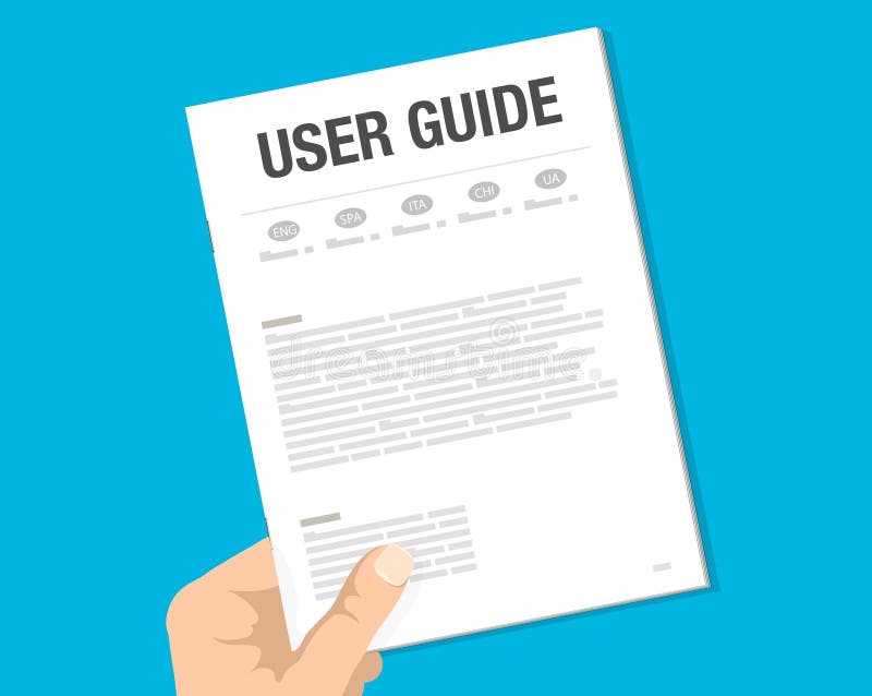 User guide, guidebook. Vector hand holding a paper vector illustration