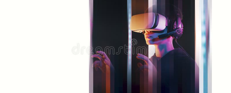 User Interacting With Virtual Reality Stock Image Image Of Banner Portrait 240329203 