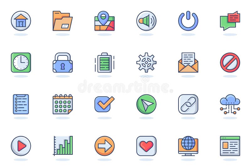 User interface buttons web flat line icon. Bundle outline pictogram vector illustration