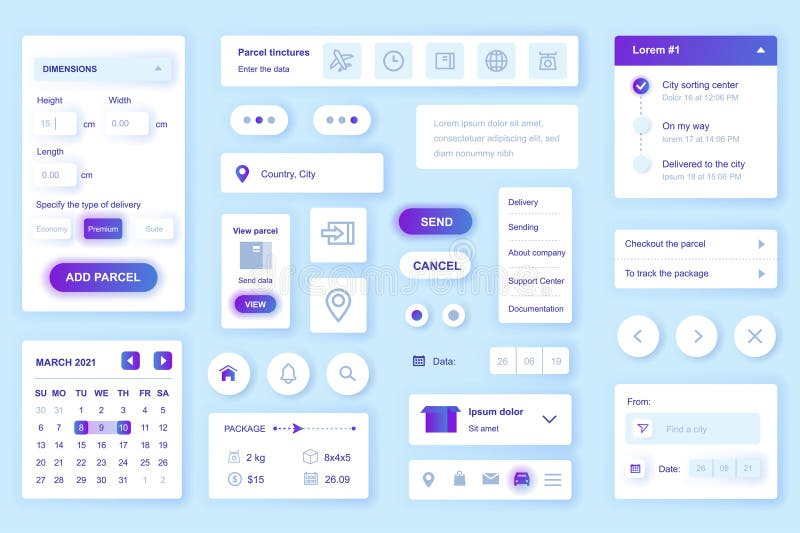 User interface elements set for Delivery mobile app or web. Vector components. vector illustration