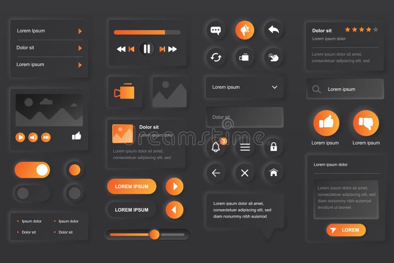 User interface elements for video tube mobile app. vector illustration
