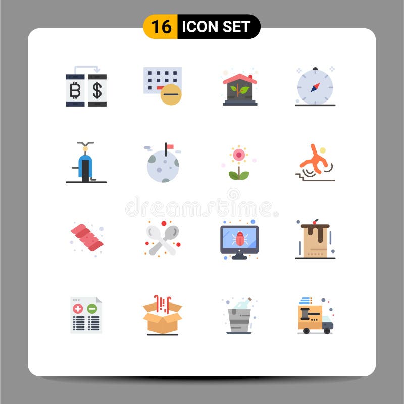 16 User Interface Flat Color Pack of modern Signs and Symbols of navigation, direction, hardware, compass, investment vector illustration