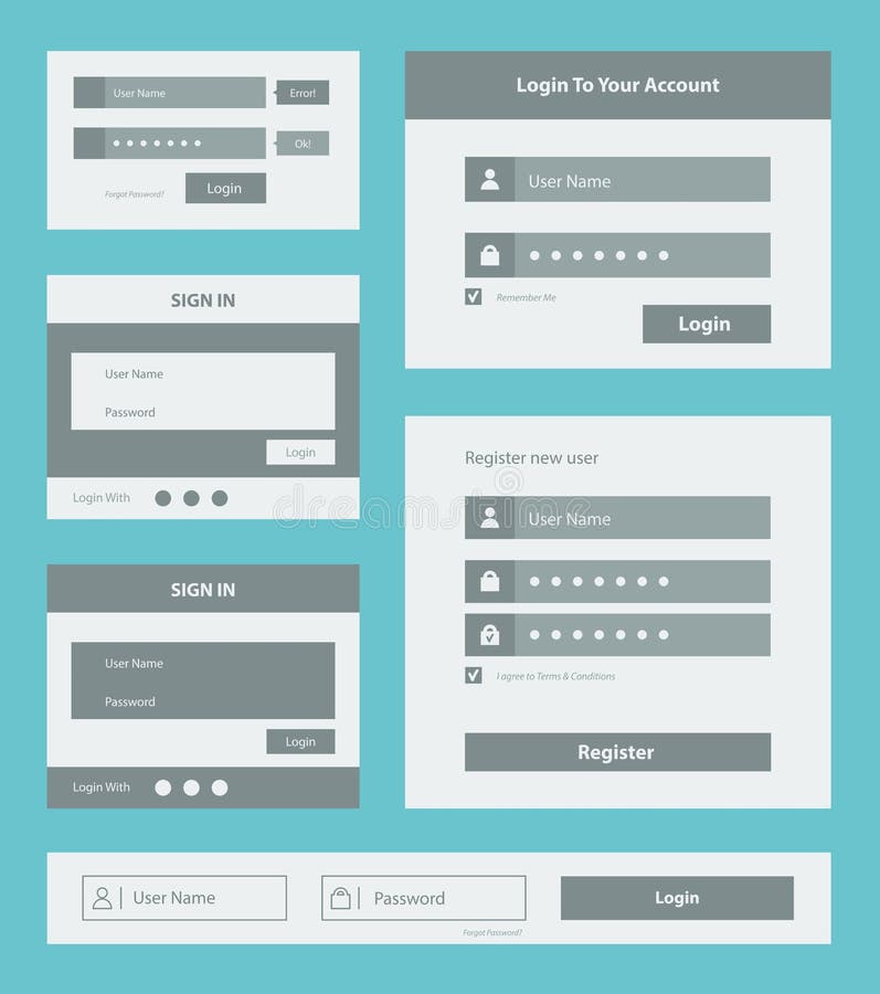 User interface form set stock illustration